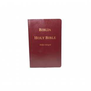 Biblia bilingva română engleză, vișinie, mărime medie spre mare, copertă carton flexibil, ediție economică