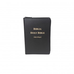 Biblia bilingva romana engleza, neagră, mărime medie [cu fermoar]