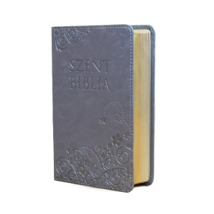 Szent Biblia - Mini Biblia, Metál Kék, Virágmintás, Károli Gáspár Forditása (Biblia mica in lb. maghiara, florala)
